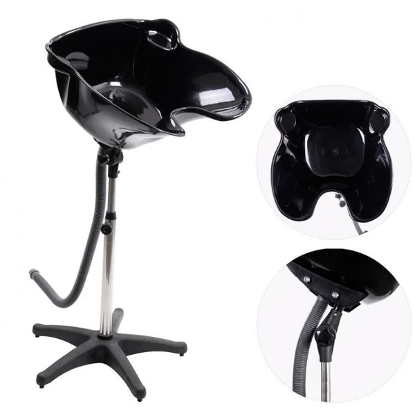 Bassin de coiffure Bac pour shampooing Salon de coiffure ou à domicile, Base Hauteur réglable, Tuyau 120 cm, Couleur noir