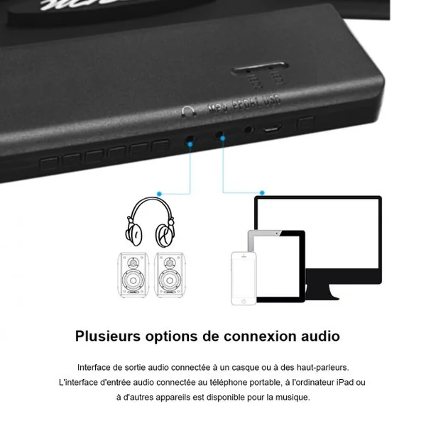 Batterie Electronique Portable Electronique Roll Up Tambour avec Pédales et Baguettes Fonction Bluetooth