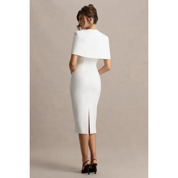 Baylor | Robe mi-longue blanche avec détail cape