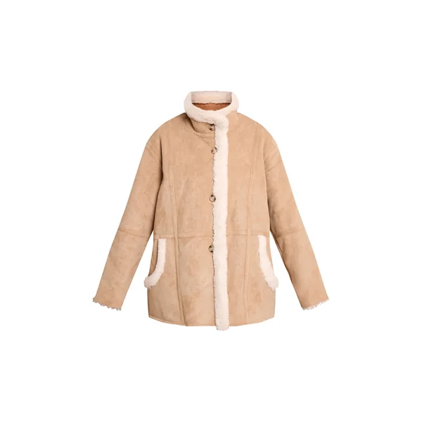 Beige Aviateur Oversize Doublure Imitation Mouton