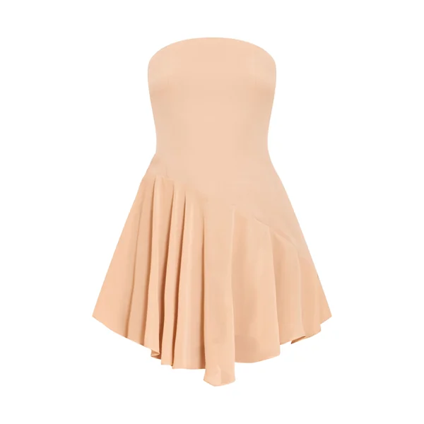 Beige Combinaison-short Bandeau Tissée À Détail Volants
