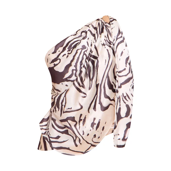 Beige Haut À Détail Drapé Et Garniture En Satin