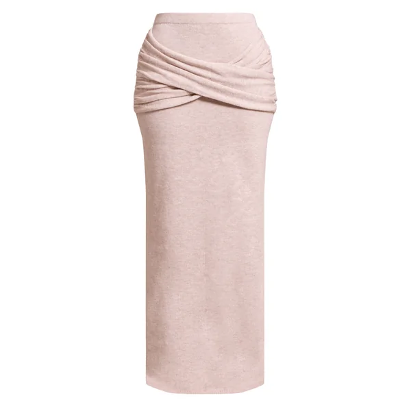 Beige Jupe Longue Côtelée En Maille Douce Petite