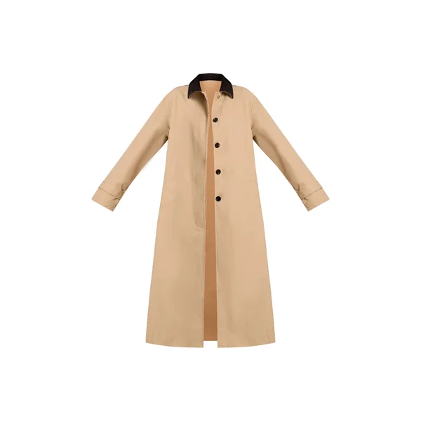 Beige Manteau Long Matelassé À Col Capitonné