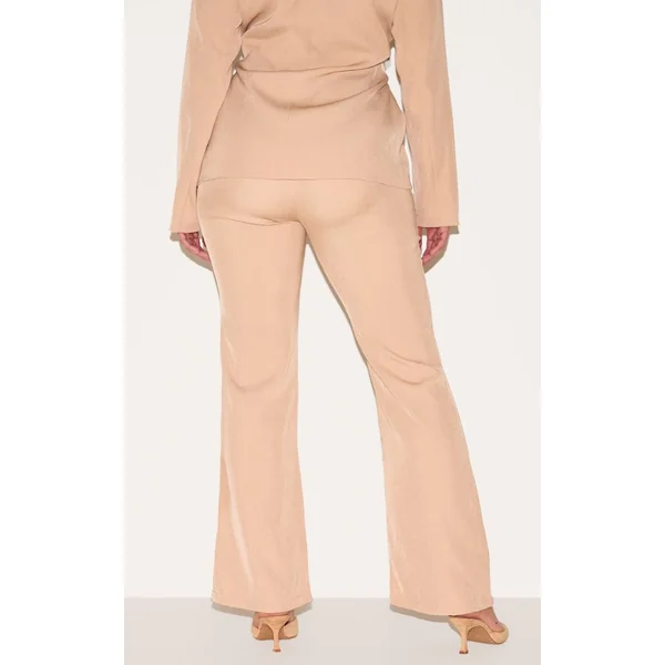 Beige Pantalon Évasé Taille Haute Tissé Shape
