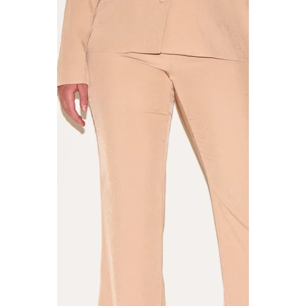 Beige Pantalon Évasé Taille Haute Tissé Shape