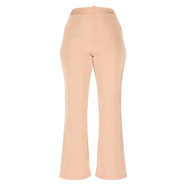 Beige Pantalon Évasé Taille Haute Tissé Shape