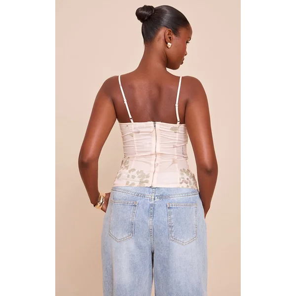 Beige Top Corset Structuré
