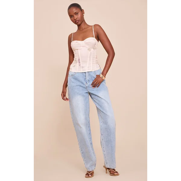 Beige Top Corset Structuré