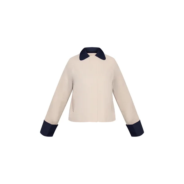 Beige Trench Court Contrasté Petite