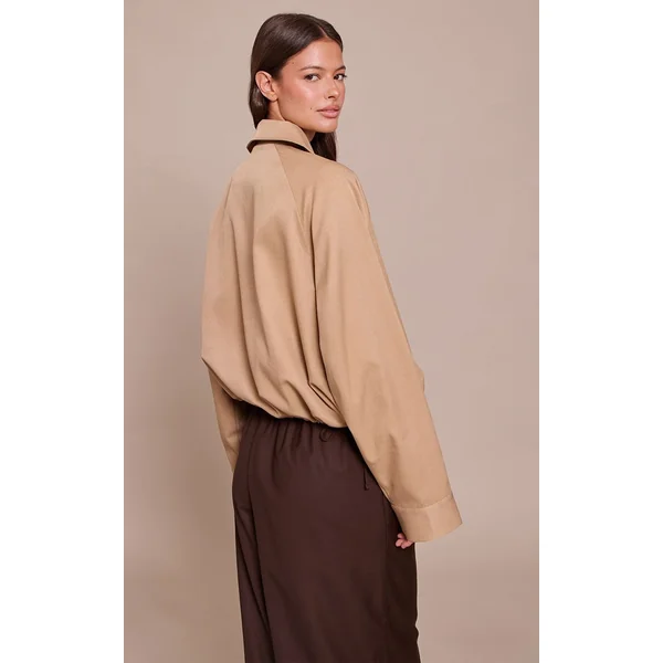 Beige Veste Bomber Utilitaire À Cordon De Serrage