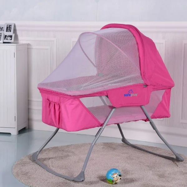 Berceau pour Bébé pliable Berceau Portable de Voyage Moustiquaire et Sac de Transport, 93,5x63x100cm, Gris