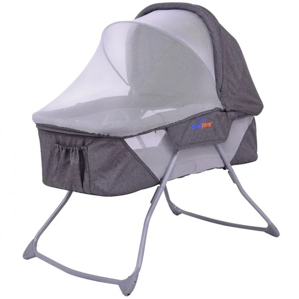 Berceau pour Bébé pliable Berceau Portable de Voyage Moustiquaire et Sac de Transport, 93,5x63x100cm, Gris