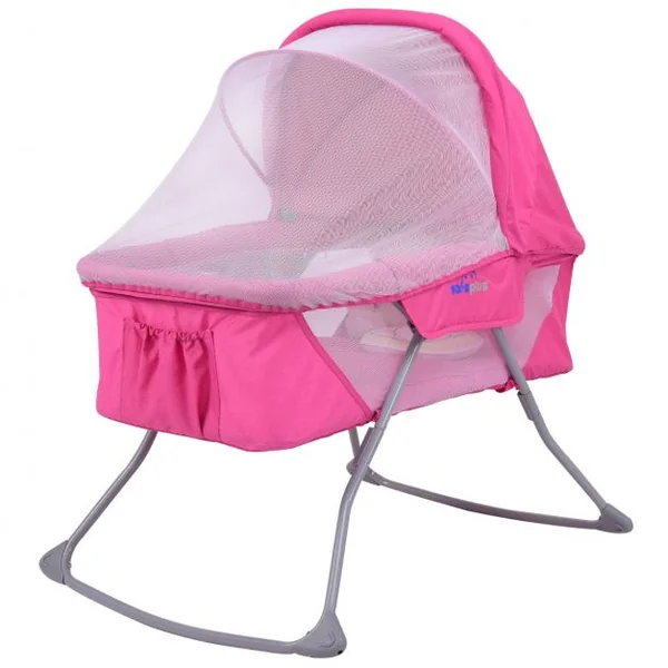Berceau pour Bébé pliable Berceau Portable de Voyage Moustiquaire et Sac de Transport, 93,5x63x100cm, Gris