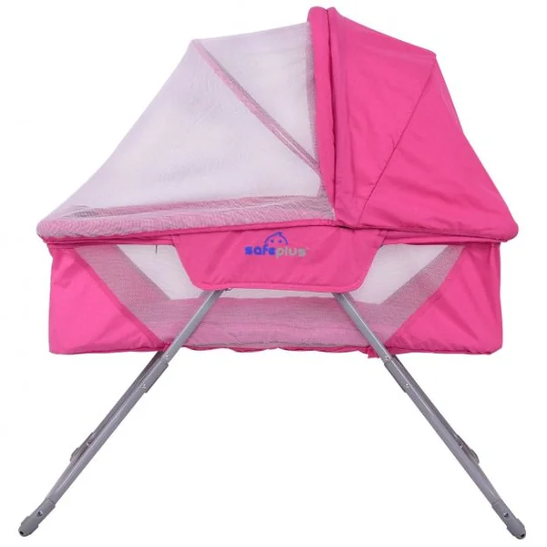 Berceau pour Bébé pliable Berceau Portable de Voyage Moustiquaire et Sac de Transport, 93,5x63x100cm, Gris