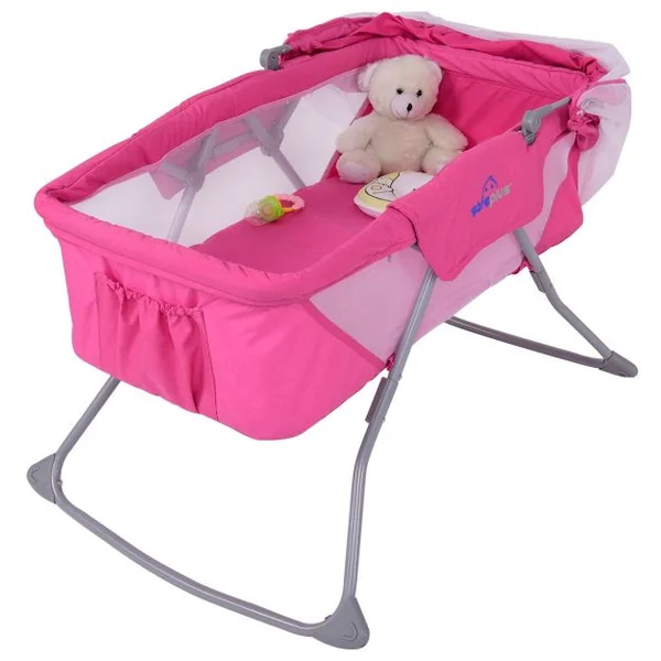Berceau pour Bébé pliable Berceau Portable de Voyage Moustiquaire et Sac de Transport, 93,5x63x100cm, Gris