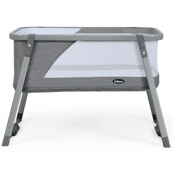 Berceau pour Bébé Pliage 3 en 1 Parc Bébé avec Matelas Fonction Balancelle Parois Latérales en Maille Filet Charge 9KG Gris