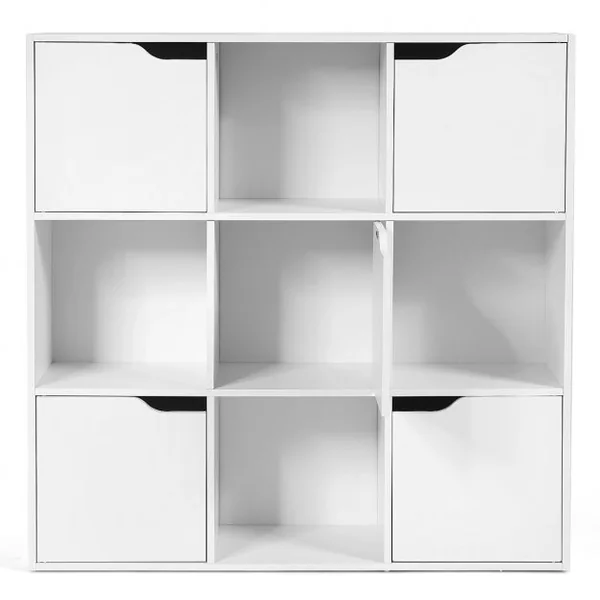 Bibliothèque de Rangement Cube de Rangement 5 avec Portes 90 x 29 x 90 cm Blanc