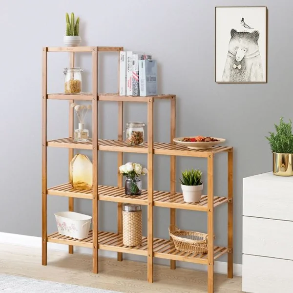 Bibliothèque de Rangement en Bambou pour Livres/Plantes/Fleurs Présentation pour Collections
