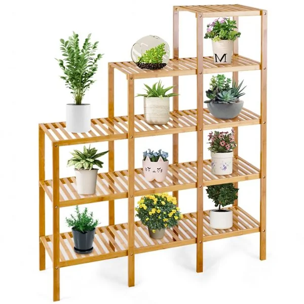 Bibliothèque de Rangement en Bambou pour Livres/Plantes/Fleurs Présentation pour Collections