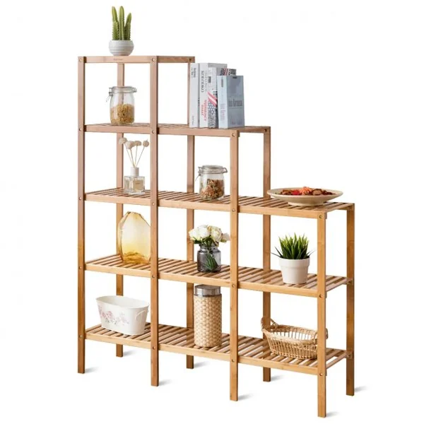 Bibliothèque de Rangement en Bambou pour Livres/Plantes/Fleurs Présentation pour Collections