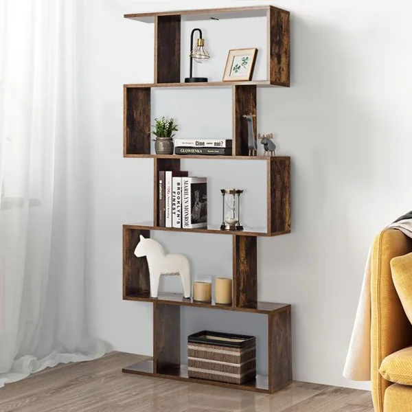 Bibliothèque Etagère de Rangement pour Livres 70 x 24 x 158 cm Style Industriel 5 Niveaux Brun Rustique