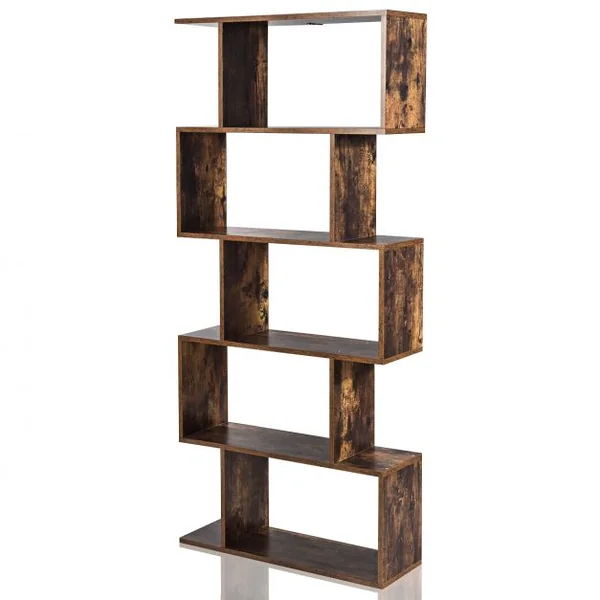 Bibliothèque Etagère de Rangement pour Livres 70 x 24 x 158 cm Style Industriel 5 Niveaux Brun Rustique
