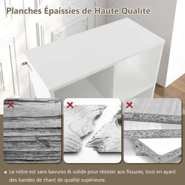 Bibliothèque Meuble de Rangement Cube avec 6 Casiers Ouverts Étagère 4 Niveaux avec Dispositif Anti-basculement Blanc