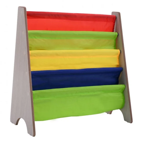 Bibliothèque pour Enfants 4 Compartiments Bibliothèque Porte-revues Etagère à Livres en Bois, 62x26x60cm, Naturel