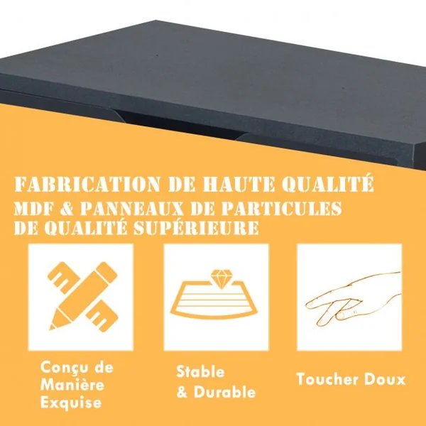 Bibliothèque à 4 Niveaux en Bois avec Placard sur Pied 2 Tiroirs 53 x 40 x 133 cm pour Salon Chambre Bureau à Domicile Noir