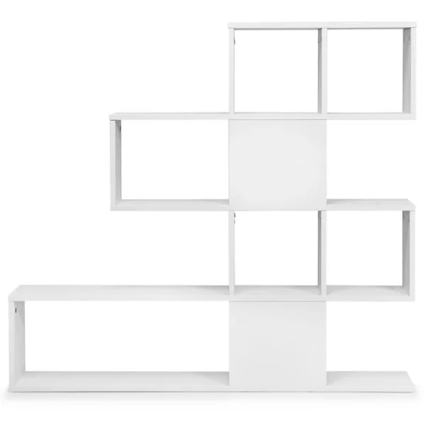 Bibliothèque à 5 Niveaux 120x19,5x109 CM Étagère de Rangement avec Dispositif Anti-basculement et Patins Antidérapants Blanc et Noir/Blanc/Café