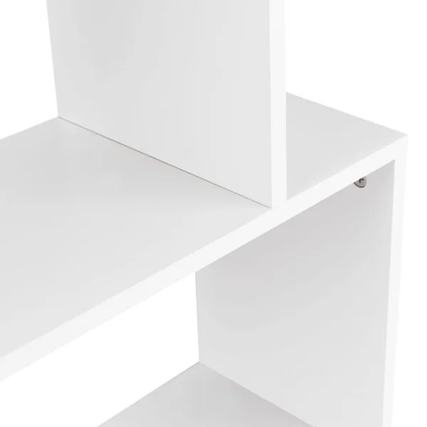 Bibliothèque à 6 Niveaux Étagère de Rangement pour Livres Décorations Moderne en Forme de S, 80x23x192cm, Blanc
