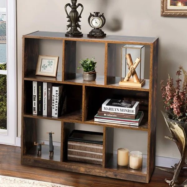 Bibliothèque Étagère de Rangement pour Livres Style Industriel Meuble de Rangement 86 x 28 x 94cm