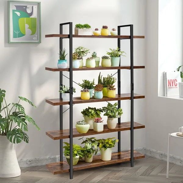 Bibliothèque Étagère de Rangement à 5 Niveaux 120 x 28 x 178 cm Marron Rustique