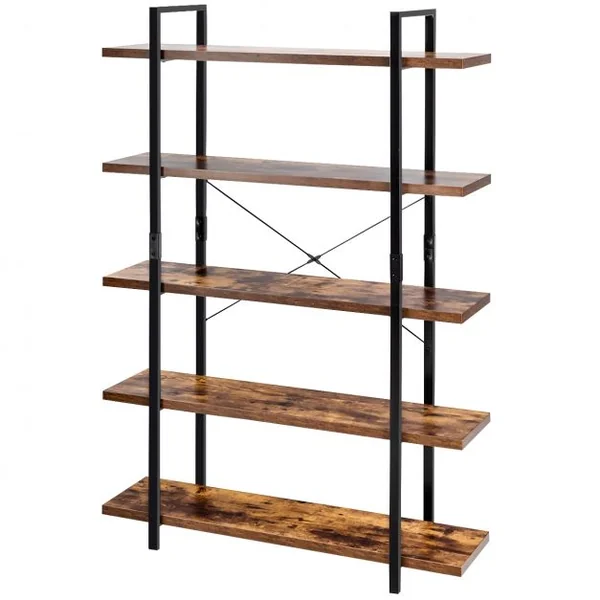 Bibliothèque Étagère de Rangement à 5 Niveaux 120 x 28 x 178 cm Marron Rustique