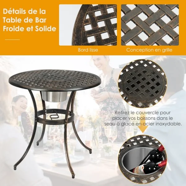 Bistrot pour Jardin 3 Pièces en Fonte d'Aluminium Charge 100KG