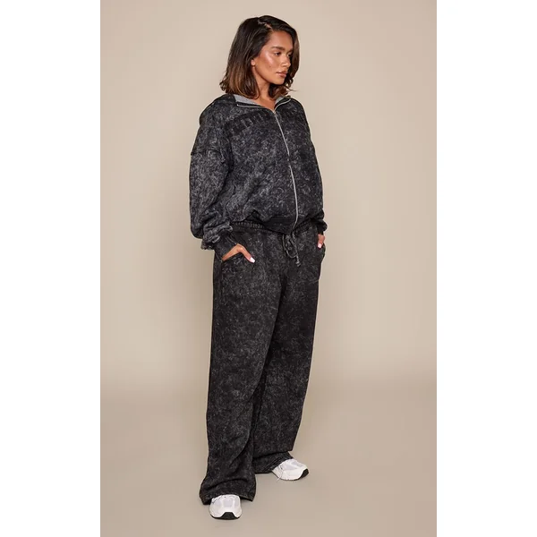 Black Croc Prettylittlething Shape Jogging Large À Jambes Évasées