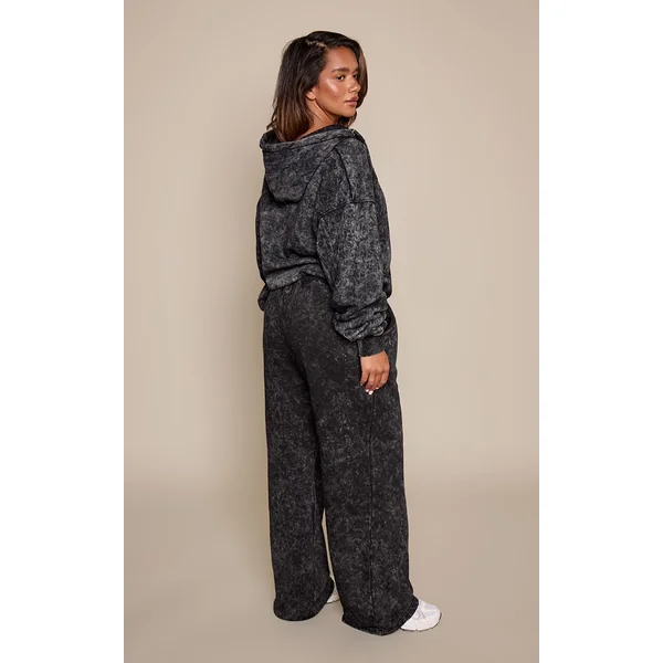 Black Croc Prettylittlething Shape Jogging Large À Jambes Évasées