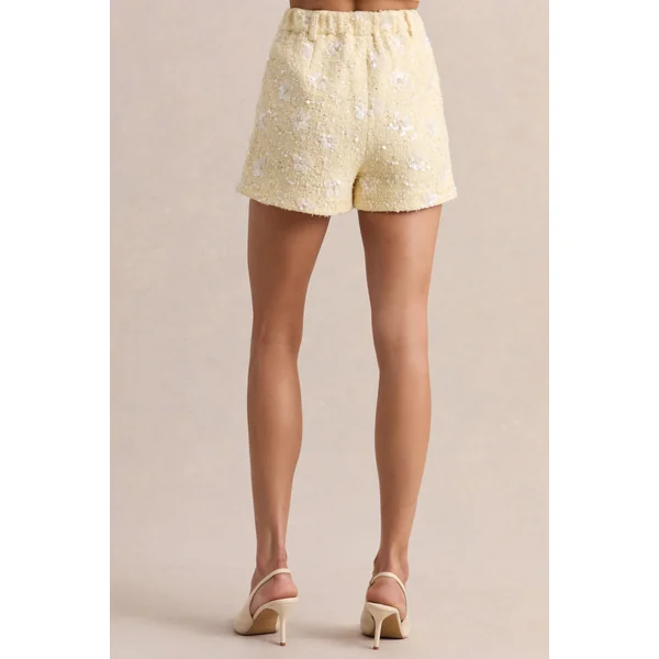 Blaise | Short citron en bouclé orné