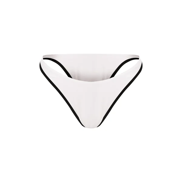 Blanc Bas De Bikini Scrunch À Liseré Contrasté