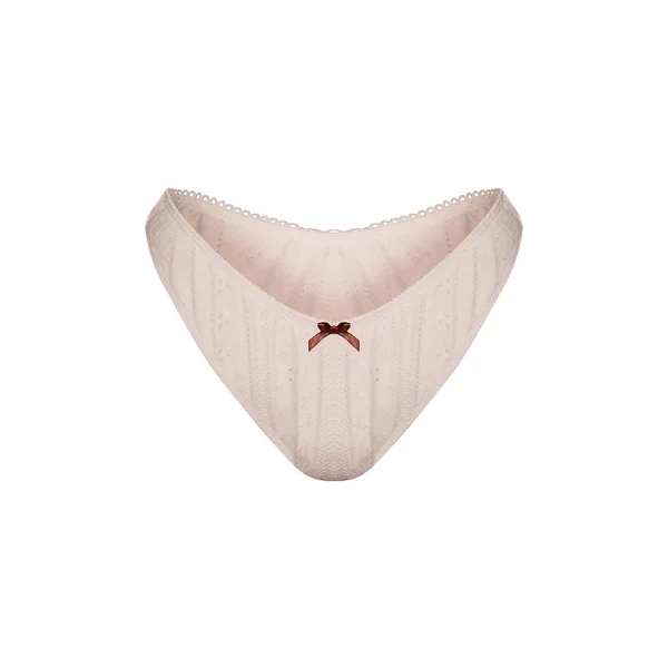 Blanc Bas De Bikini Tanga En Broderie Anglaise