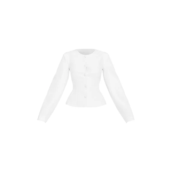 Blanc Blazer Petite À Taille Cintrée Et Manches Cocon Avec Boutonnage