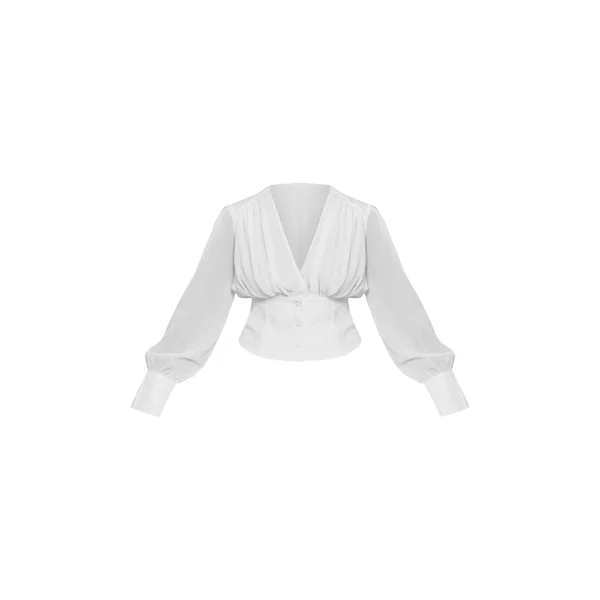 Blanc Chemise En Tissu Tissé À Buste En Mousseline Shape