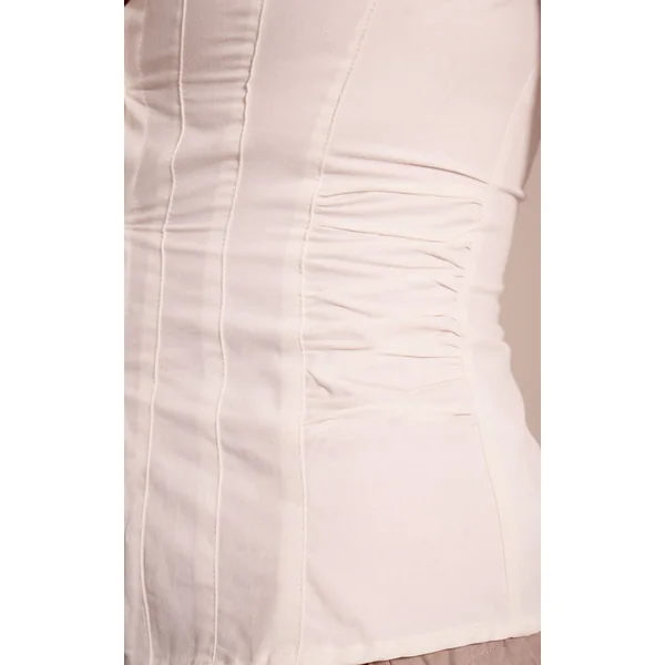 Blanc Chemise À Manches Évasées Avec Détail Froncé À La Taille