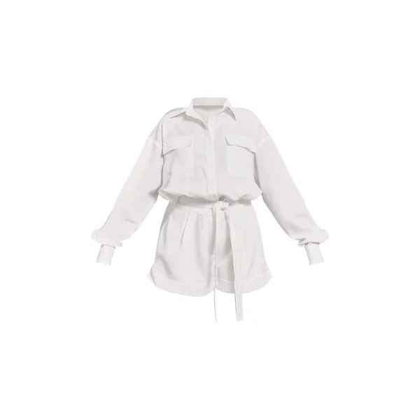 Blanc Combinaison-pantalon Décontractée Tissée À Manches Longues
