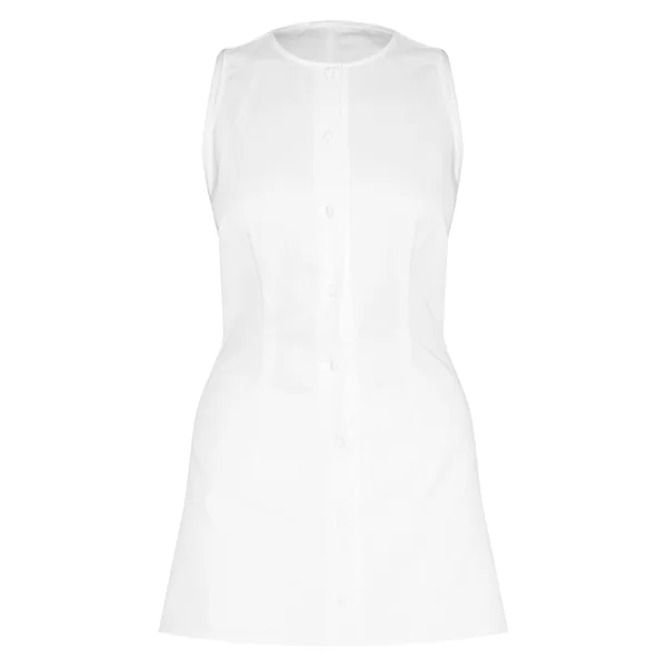 Blanc Combishort Jupe-short Évasée Tissée À Boutonnage Complet