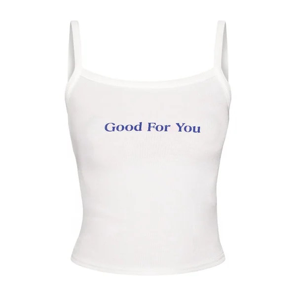 Blanc Débardeur À Encolure Dégagée Avec Message Graphique Good For You