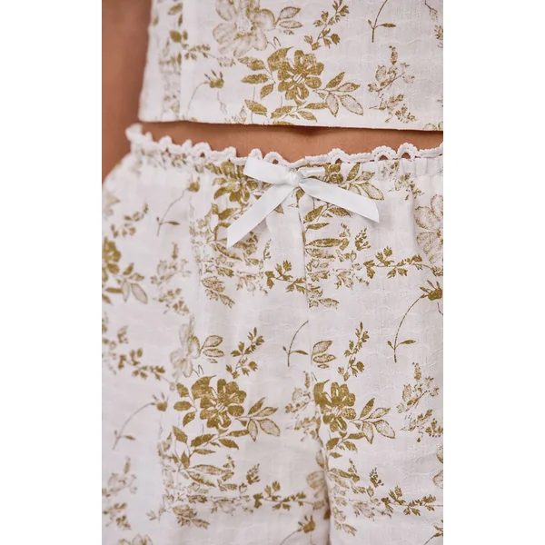 Blanc Ensemble Short À Imprimé Fleuri