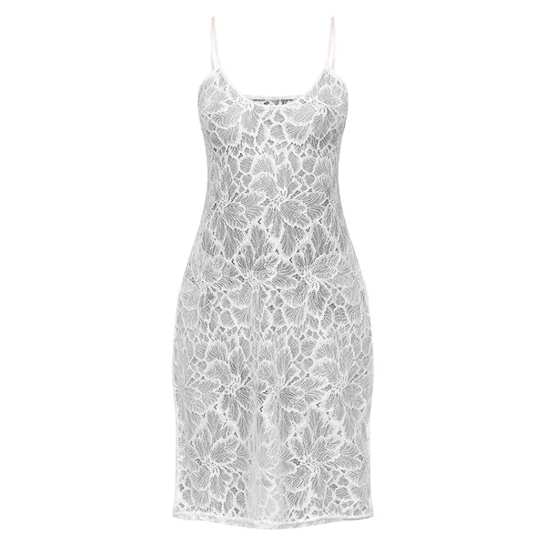 Blanc Haut Long En Dentelle Extrême