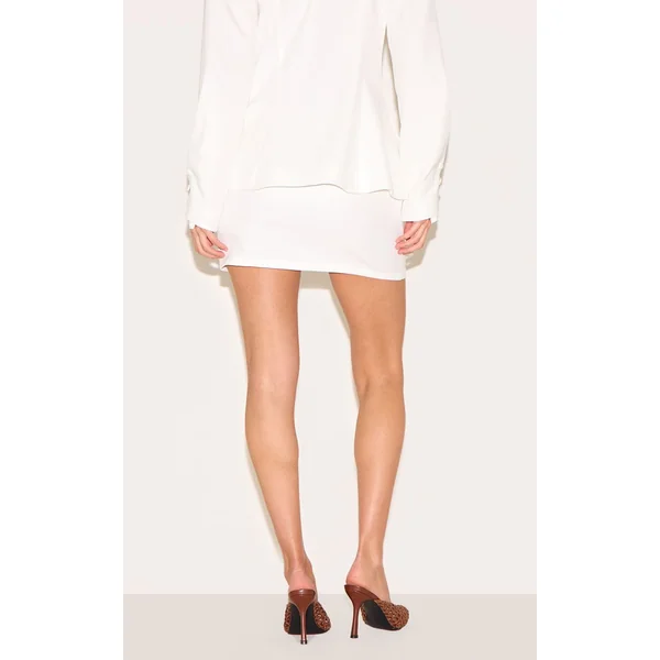 Blanc Jupe Courte Taille Mi-haute Tissée Ensemble Coordonné